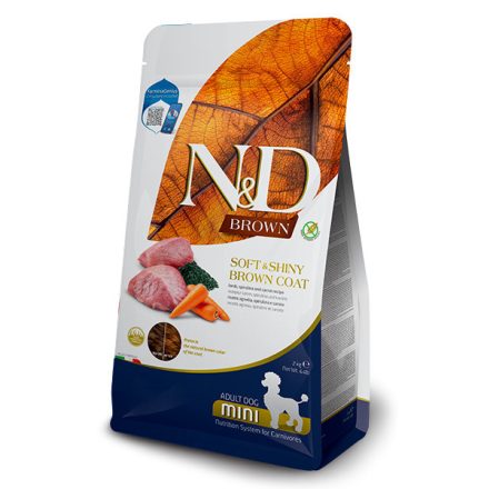 N&D Brown Dog bárány, spirulina & sárgarépa adult mini száraz kutyatáp 2kg