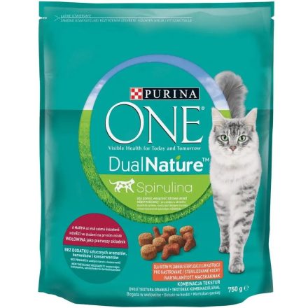 Purina ONE Dual Nature Sterilized marha & spirulina száraz macskaeledel 750g