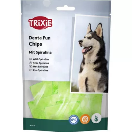 Trixie 2682 Denta Fun Spirulina Chewing Chips - jutalomfalat spirulinával kutyák részére 100g