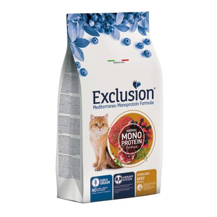 Exclusion Mediterraneo Cat Monoprotein Sterilized Beef száraztáp macskának 1,5kg