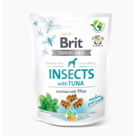 Brit Care Crunchy Cracker Insects with Tuna jutalomfalat kutyák részére 200g lejárat közeli