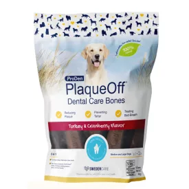   ProDen PlaqueOff Dental Bones dog Turkey & Cranberry fogápoló jutalomfalat pulykával és vörösáfonyával közepes és nagytestű kutyának 482g