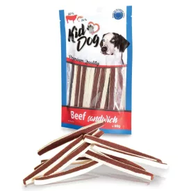   KidDog Beef sandwich with cod - jutalomfalat marhahússal és tőkehallal kutyák részére 80g