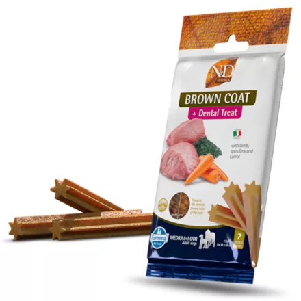 N&D Brown Dog Lamb-carrot&spirulina fogtisztító jutalomfalat barna kutyának Med&max 110g lejárat közeli