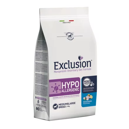 Exclusion Veterinary Diet Hypoallergenic Fish & Potato Medium /Large gyógytáp kutyának 2kg lejárat közeli