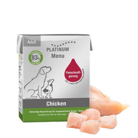 PLATINUM MENU Chicken-nedves kutyatáp felnőtt kutyának csirkehúsból 12x375g
