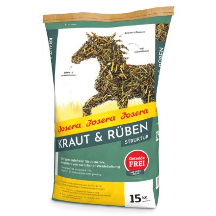Josera Kraut & Rüben Struktur gabonamentes müzli (száraztáp) anyagcsere problémákkal küzdő lovaknak 15kg 