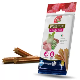   N&D Quinoa Dog Digestion Dental Lamb emésztőrendszert támogató és fogtisztító jutalomfalat kutyának Med&max 100g