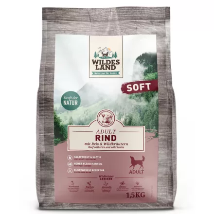 Wildes Land Soft félnedves táp marhahússal és rizzsel kutyáknak 1,5kg