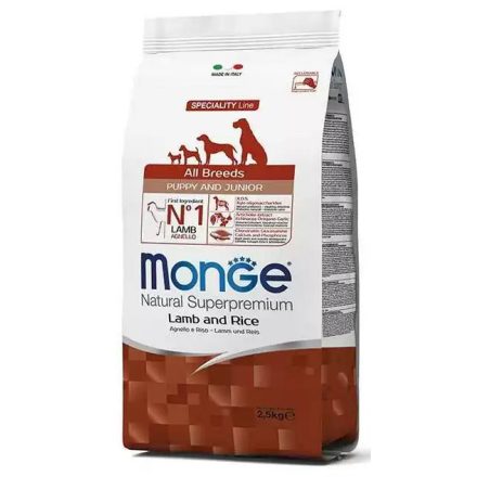 Monge Dog Puppy&Junior All Breeds bárány-rizs száraztáp kutyának 2,5kg