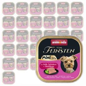   Animonda Vom Feinsten Adult Mini Kalb, Schinken, Basilikum (borjú,sonka,bazsalikom) alutálkás eledel felnőtt kistestű kutyának 32x100g (82360)
