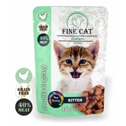 Fine Cat Kitten csirkés alutasakos macskaeledel 100g