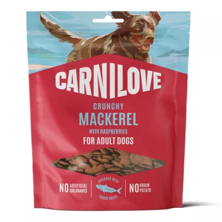 Carnilove Crunchy Snack Mackerel with Raspberries 200g gabonamentes halas makrélás málnás kutyajutalomfalat