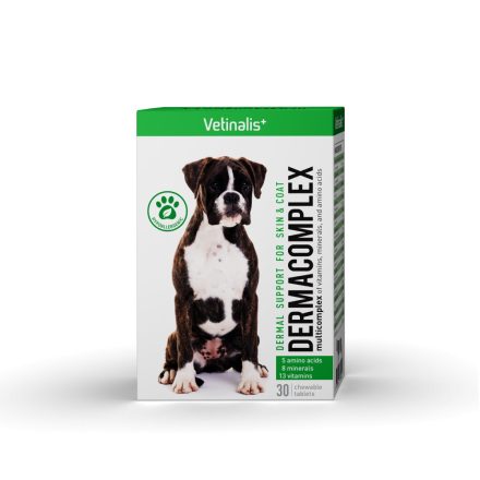 Vetinalis+ DermaComplex rágótabletta érzékeny bőrű, allergiára hajlamos, bőr- és szőrproblémákkal küzdő kutyák számára 30x