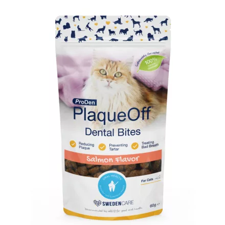 ProDen PlaqueOff Dental Bites cat Salmon fogápoló jutalomfalat lazaccal macskának 60g