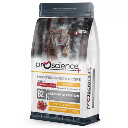 ProScience Adult Cat Chicken hipoallergén száraztáp felnőtt macskának szőrlabda képződés ellen 1,5kg