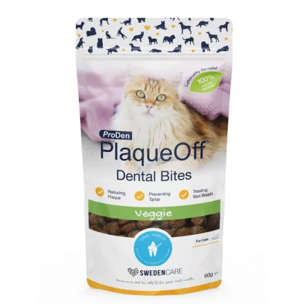 ProDen PlaqueOff Dental Bites cat Veggie fogápoló jutalomfalat zöldségekkel macskának 60g