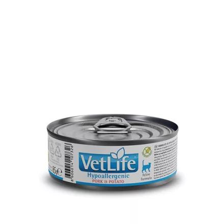 Vet Life Natural Diet Cat konzerv Hypollergenic Pork&potato 85g