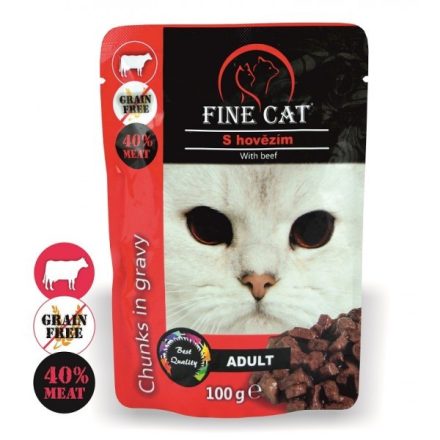 Fine Cat Adult marhás alutasakos macskaeledel 100g