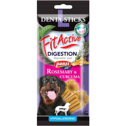 FitActive Hypoallergenic Denta-Sticks Digestion Rosemary & Curcuma - Emésztést támogató és fogtisztító rágórudak "L" 170g