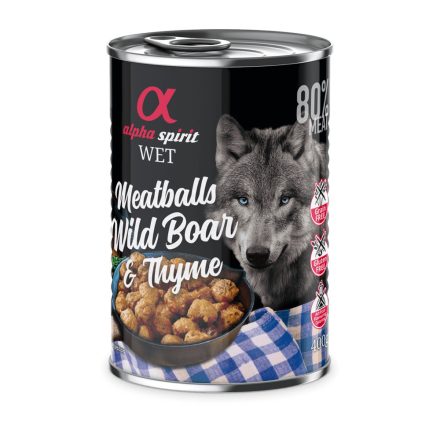 Alpha Spirit Meatballs - Vaddisznó & Kakukkfű konzerv kutyáknak 400g