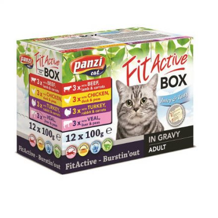 FitActive Cat Fitabox 4 féle húsos alutasakos válogatás szószban (12x100g)