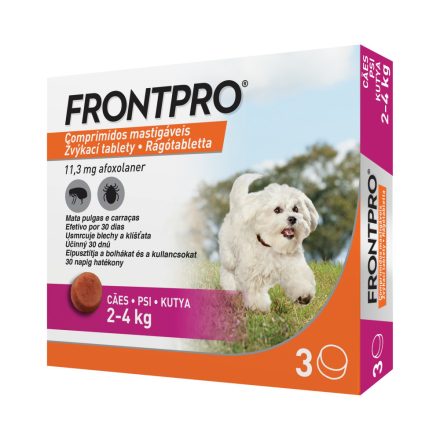 FRONTPRO® XS (2-4kg)  rágótabletta kutyáknak bolhák és kullancsok ellen 3db 
