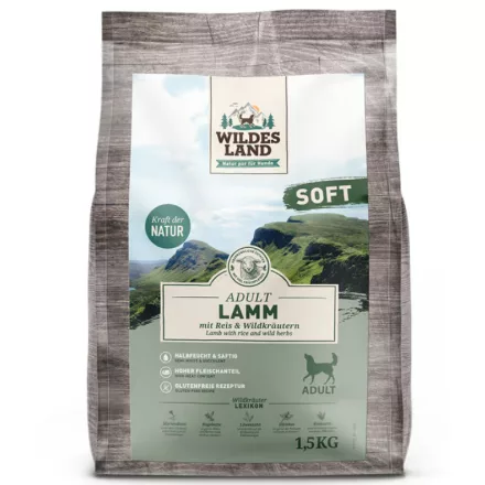 Wildes Land Soft félnedves táp báránnyal és rizzsel kutyáknak 1,5kg