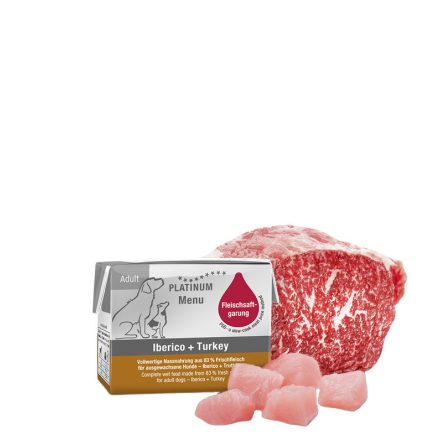 PLATINUM MENU Iberico + Turkey-nedves kutyatáp felnőtt kutyának ibériai sertés és pulyka 90g