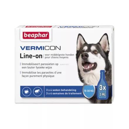 Beaphar Vermicon Line On Medium - Spot On közepes méretű kutyák részére (15-30kg) 3x3ml