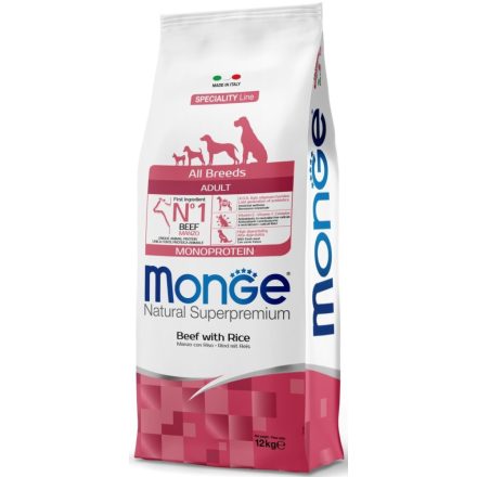 Monge Dog Adult MONOPROTEIN All Breeds marha-rizs száraztáp kutyának 15kg