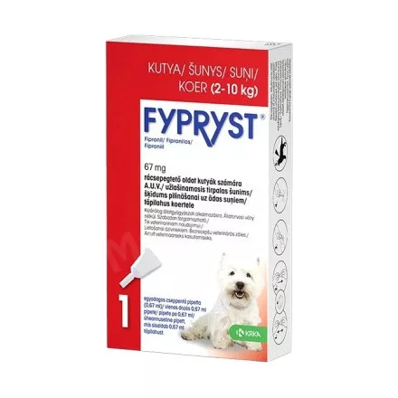 Fypryst spot on 0,67ml  2-10kg között kutyák részére 1db  