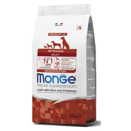 Monge Dog Adult MONOPROTEIN All Breeds bárány-rizs-burgonya száraztáp kutyának 2,5kg