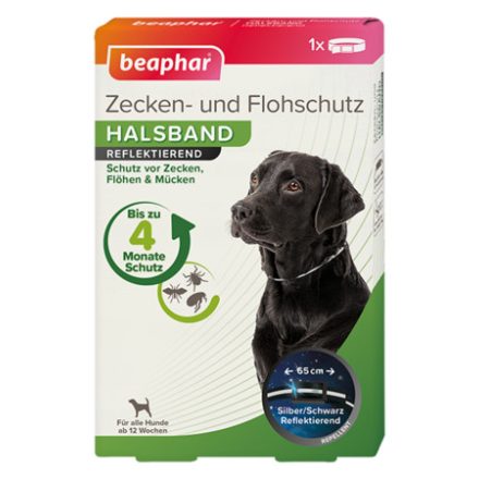 Beaphar gyógynövényes, fényvisszaverő bolha-, és kullancs elleni nyakörv kutyának 65cm