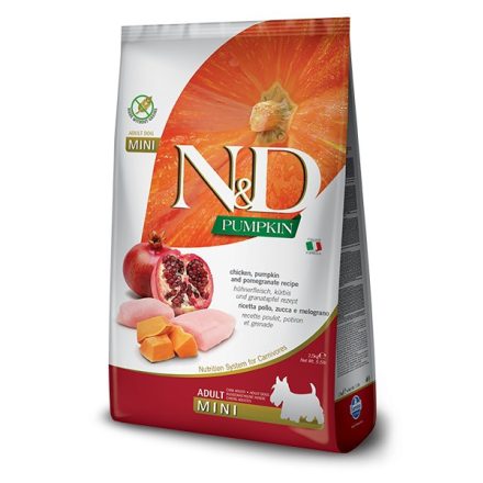 N&D Dog Grain Free Pumpkin adult mini chicken, pumpkin & pomegranate (csirke & gránátalma sütőtökkel) száraz kutyatáp 800g