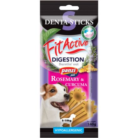 FitActive Hypoallergenic Denta-Sticks Digestion Rosemary & Curcuma - Emésztést támogató és fogtisztító rágórudak "S" 140g